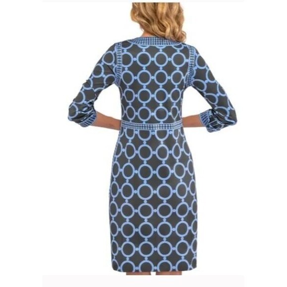 Gretchen Scott Dress NWT Trimmed Up Dip & Dot Gray Blue Retail $212 Size XS - Picture 13 of 15